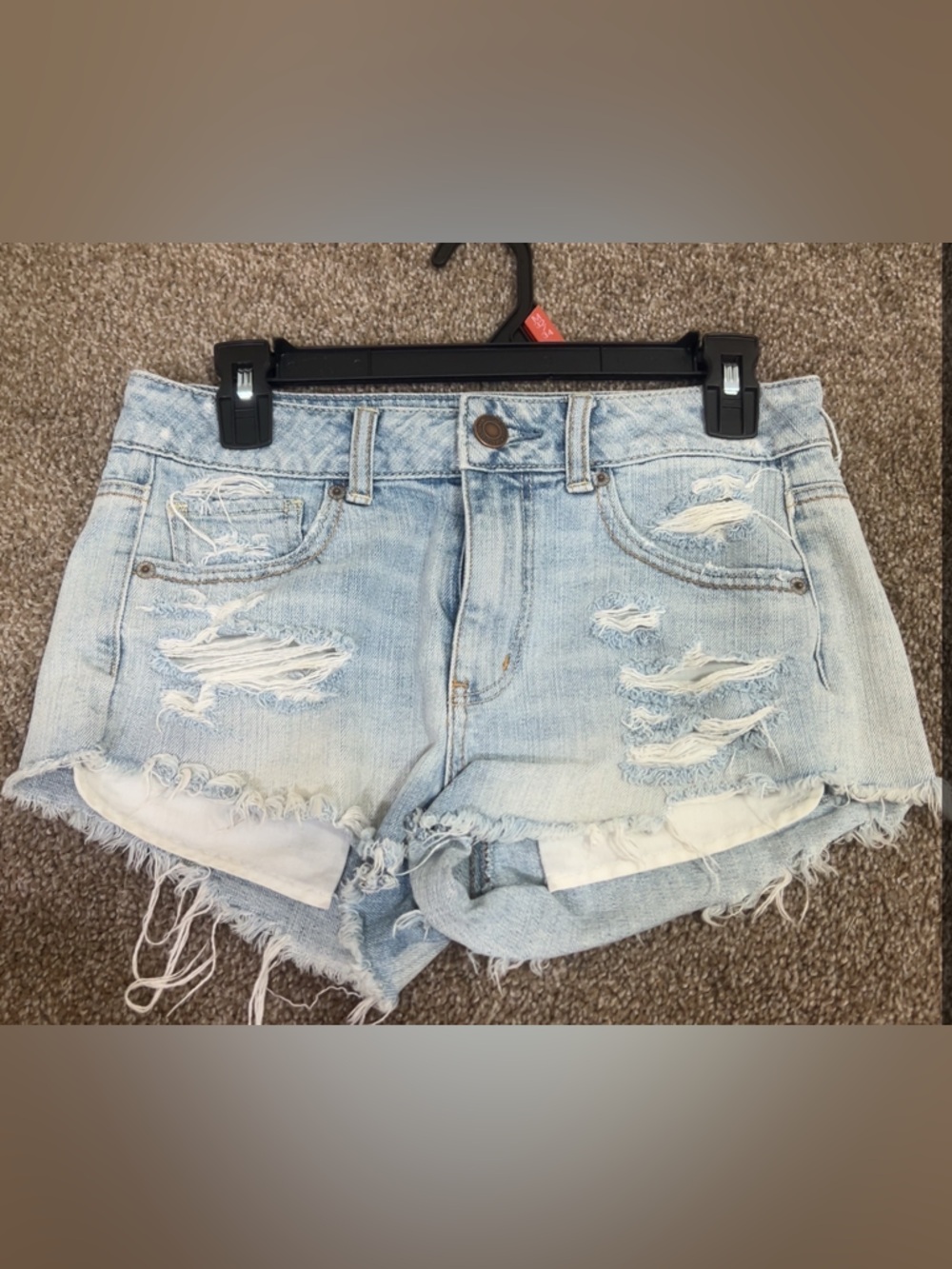 American Eagle Outfitters Light Blue Distressed Denim Cutoff Shorts